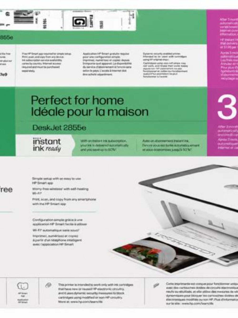 * HP DeskJet 2855e All-in-One Inkjet Printer, Color Mobile Print, Copy, Scan
